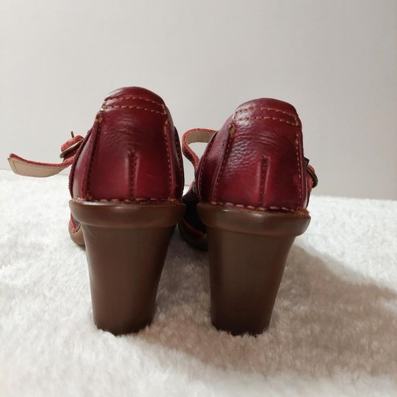 El Naturalista 37 Pumps Round Toe Block Heel Slingback Dark Red Leather - Size 7 - Picture 5 of 8